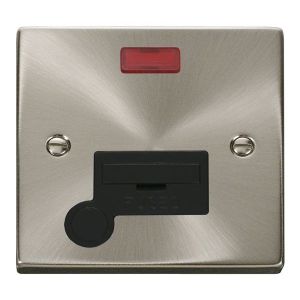 13 Amp DP fused connection unit with neon &amp; flex outlet - black insert