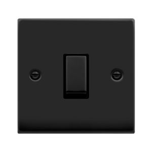 10AX Ingot 1 Gang 2 Way Plate Switch - Black