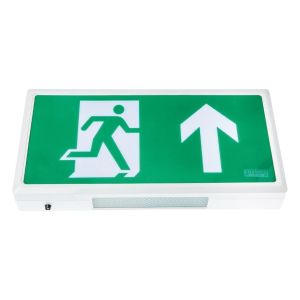 Emergency exit sign wall mtd surf box IP20 man/RC/ST