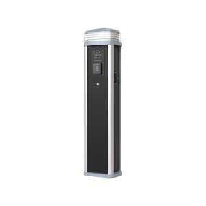 Contactless Payment EV Charging Pedestal - 2 x 22kW 3PH Type 2 Sockets - Black